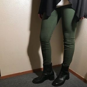 Olive Green Corduroy Skinny Jeans